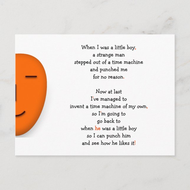 Funny Boy Time Machine Never Ending Joke Humour LO Postcard (Front)