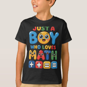 Funny Boy Who Loves Math Cartoon T-Shirt