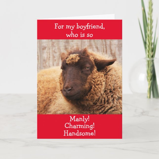 Funny Boyfriend Sheep Valentine's Holiday Card (Front)