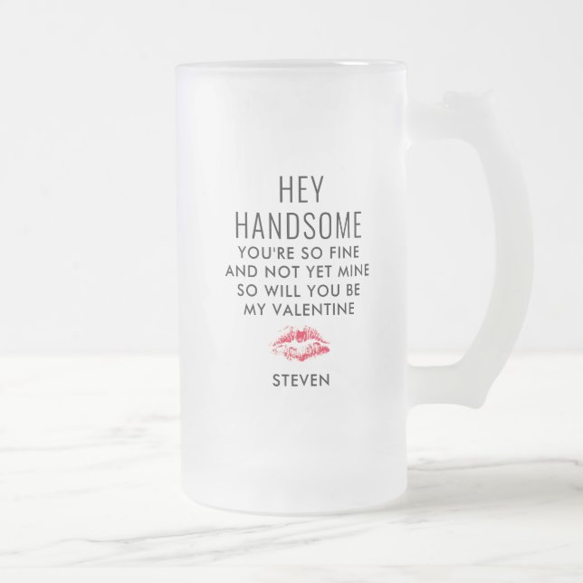 Funny Boyfriend Valentines Day Personalised Frosted Glass Beer Mug (Right)