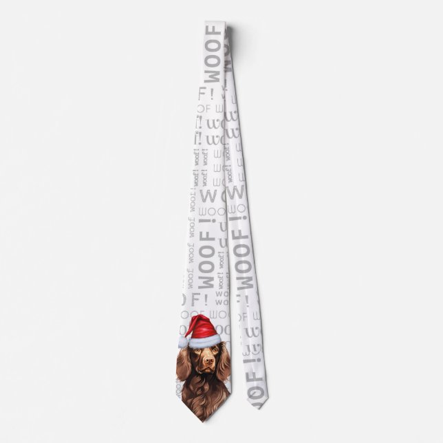 Funny Boykin Spaniel Christmas Dog Lover Tie (Front)
