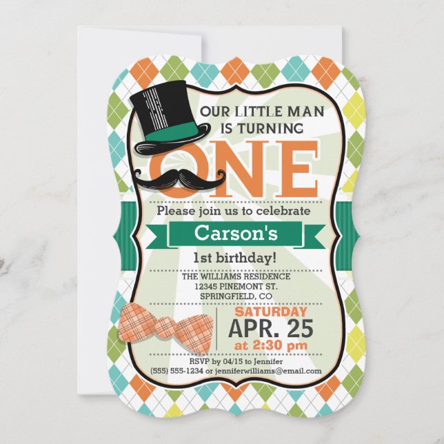 Funny Boy's 1st Birthday Party Invitation (Front)