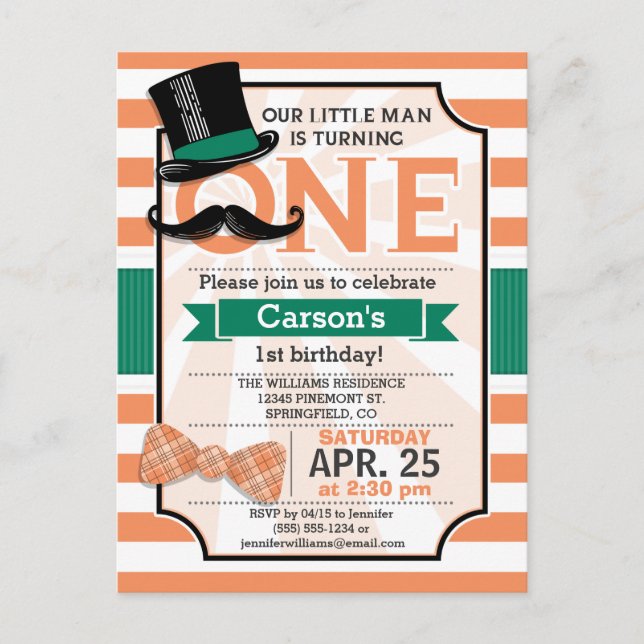 Funny Boy's 1st Birthday Party Invitation (Front)