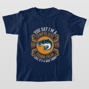 Funny boys fishing word art  T-Shirt