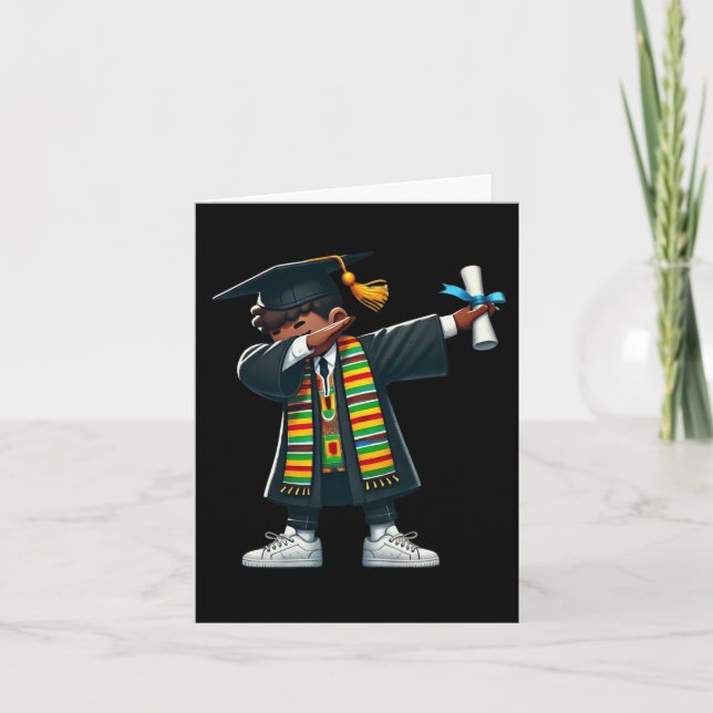 Funny Boys Graduation Graduate Dabbing Black Histo Card (Front)