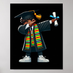 Funny Boys Graduation Graduate Dabbing Black Histo Poster