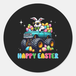 Funny Boys Happy Easter Monster Truck Easter Eggs  Classic Round Sticker