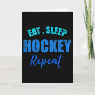 Funny Boys Hockey Player Eat Sleep Hockey Repeat Card
