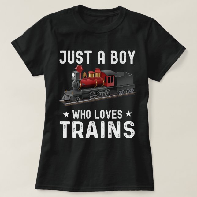 Funny Boys Just A Boy Who Loves Trains This Boy Lo T-Shirt (Design Front)