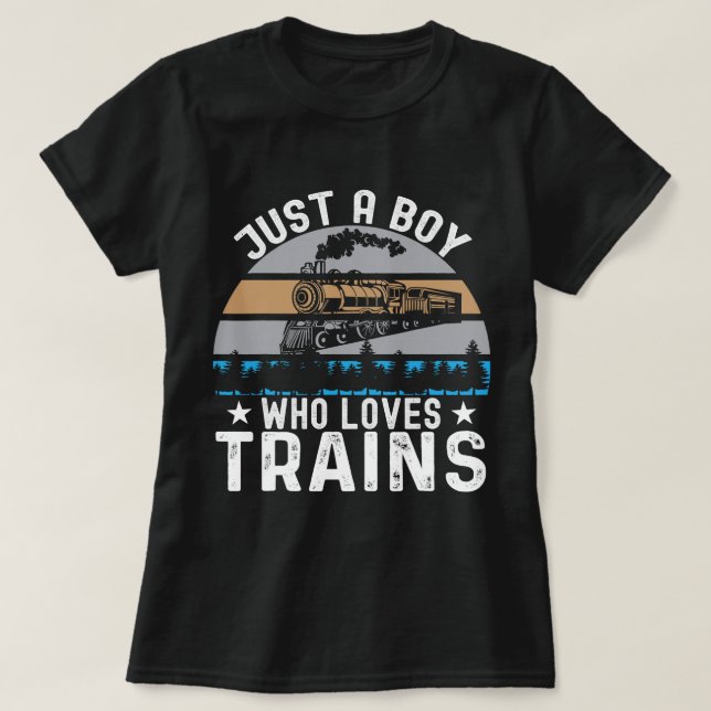 Funny Boys Just A Boy Who Loves Trains This Boy Lo T-Shirt (Design Front)