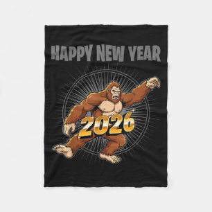 Funny Boys Nye Outfit, Mens Bigfoot Happy New Year Fleece Blanket