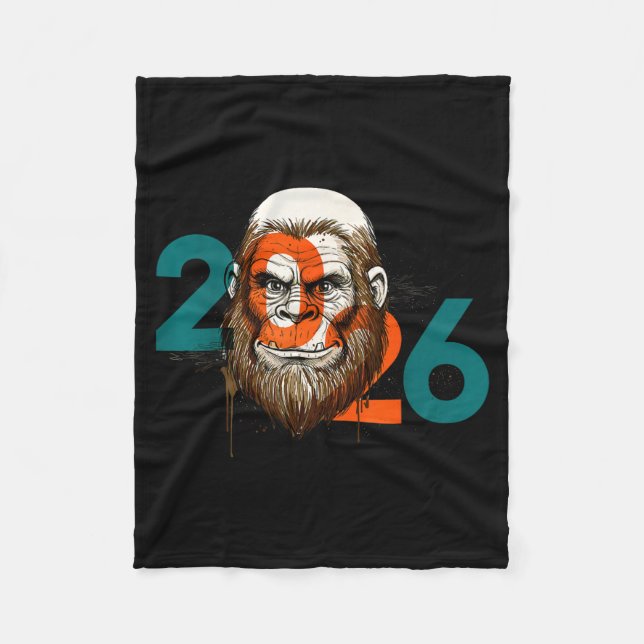 Funny Boys Nye Outfit, Mens Fireworks Bigfoot Happ Fleece Blanket (Front)