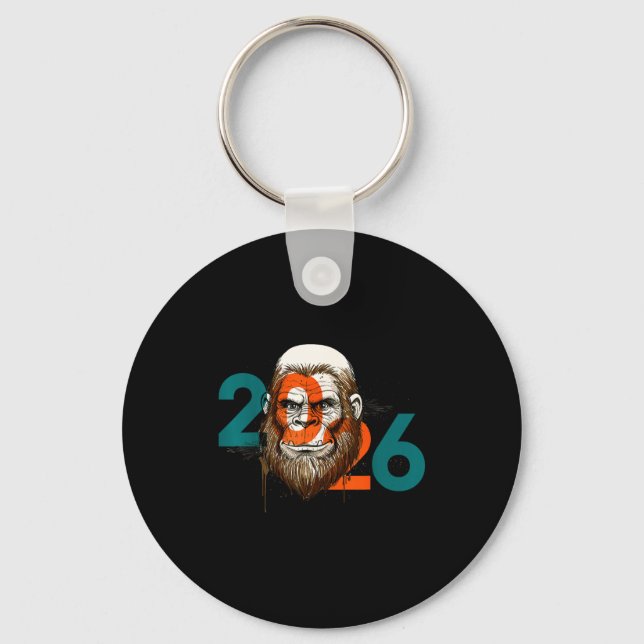 Funny Boys Nye Outfit, Mens Fireworks Bigfoot Happ Key Ring (Front)