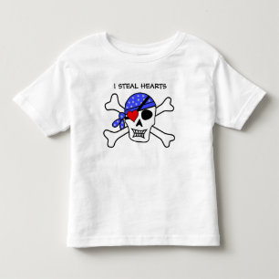 Funny Boys Valentine Pirate Skull Heart Eye Patch Toddler T-Shirt