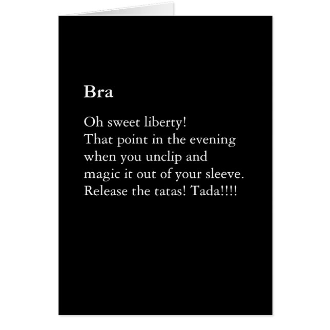 Funny Bra Poem Blank Card (Front)