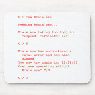 Funny Brain.exe Error Computer Geek Humour Mouse Mat