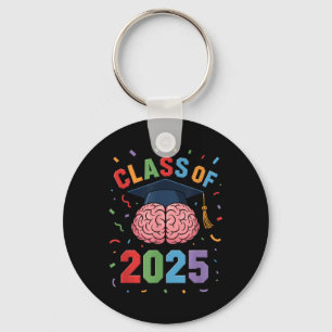 Funny Brain Graduation Cl Of 2025 Grad Key Ring