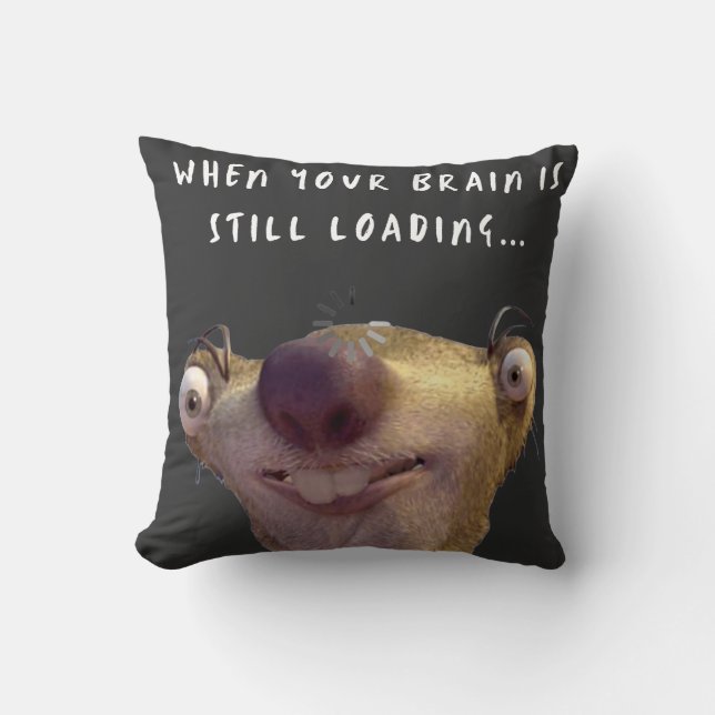 Funny Brain Loading Meme – Relatable Humorous Art Cushion (Front)