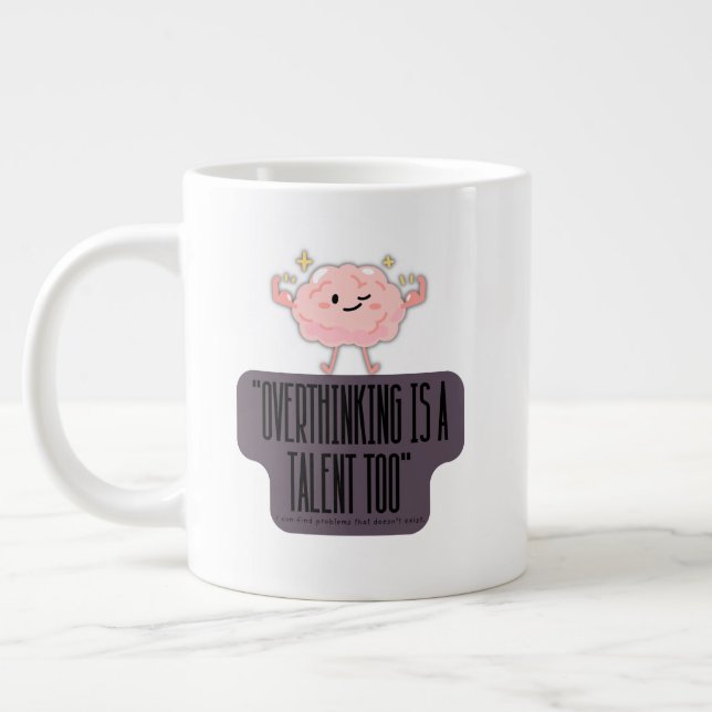  Funny Brain Power Apparel for Overthinkers  Large Coffee Mug (Left)