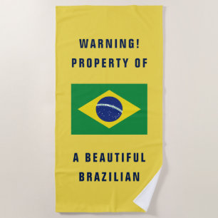 Funny Brazilian flag personalised beach towel