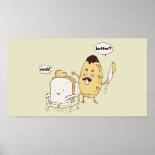 Funny Bread and Butter Haircut Cartoon Poster