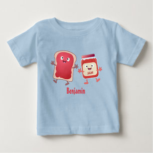 Funny bread and jam cartoon characters  baby T-Shirt