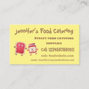 Funny bread and jam cartoon characters business card