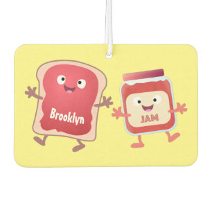 Funny bread and jam cartoon characters car air freshener