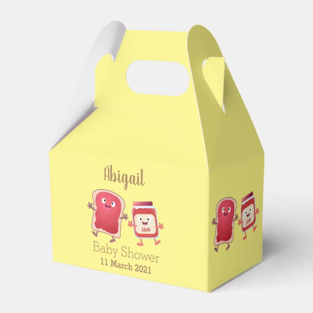 Funny bread and jam cartoon characters favour box (Front Side)
