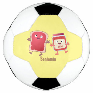Funny bread and jam cartoon characters football