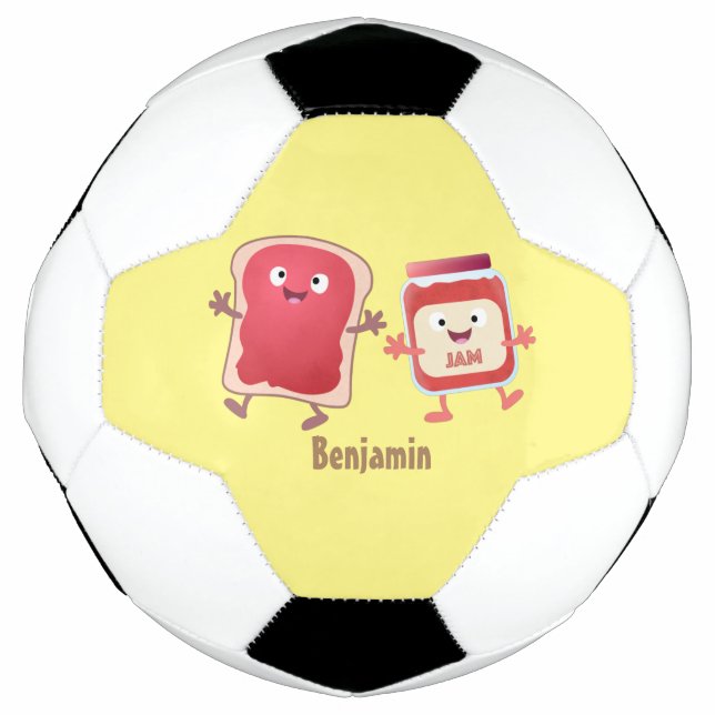 Funny bread and jam cartoon characters football (Front)