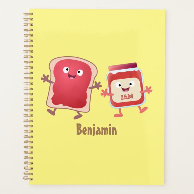 Funny bread and jam cartoon characters planner (Front)