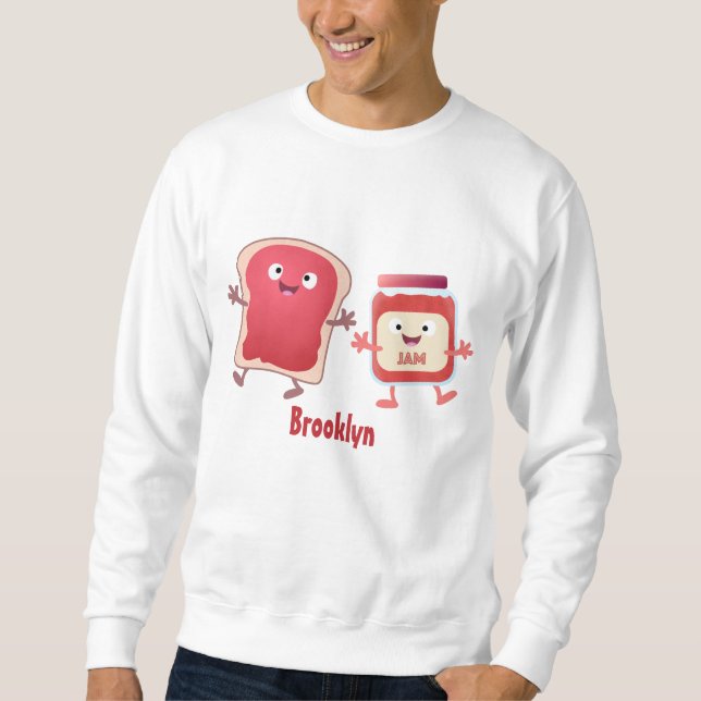 Funny bread and jam cartoon characters sweatshirt (Front)