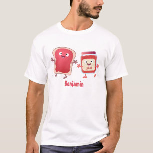 Funny bread and jam cartoon characters  T-Shirt