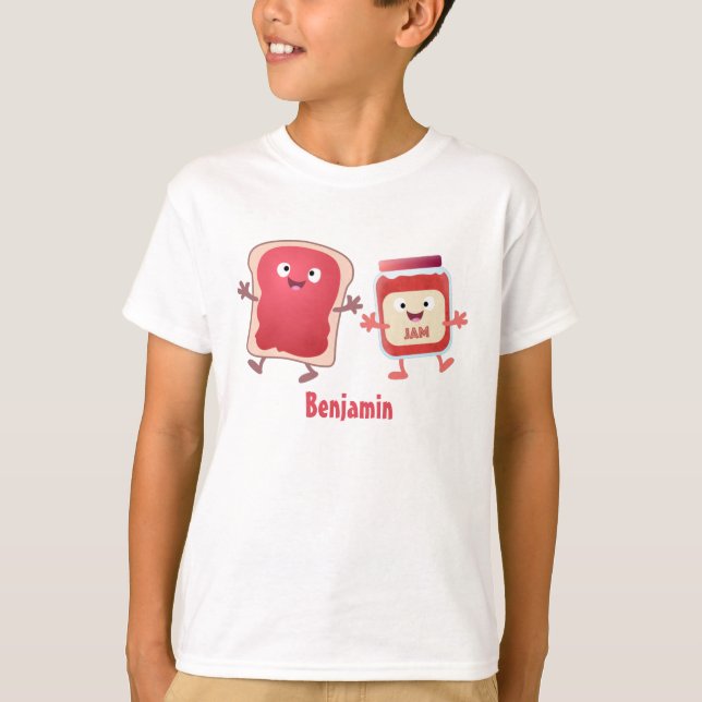 Funny bread and jam cartoon characters  T-Shirt (Front)