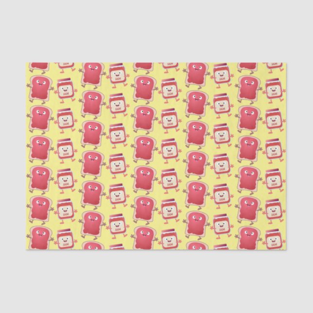 Funny bread and jam cartoon characters tissue paper (Front)
