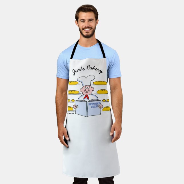 Funny Bread Baker Cartoon Apron (Worn)