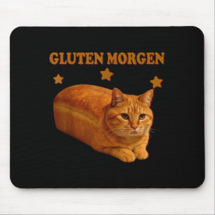 Funny Bread Cat Meme Gluten Morgen Humor Graphic G Mouse Mat