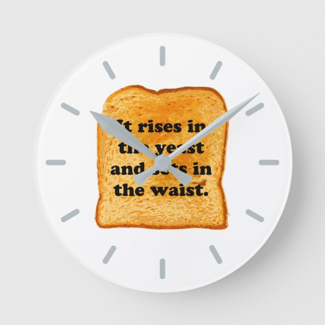 Funny. Bread is like the sun. Round Clock (Front)