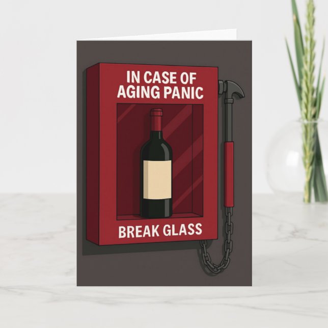 Funny Break Glass in case of fire wine bottle Thank You Card (Front)