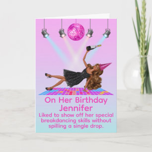 Funny Breakdancing Disco Doll Birthday Card