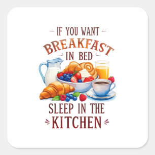 Funny Breakfast Food Design Square Sticker