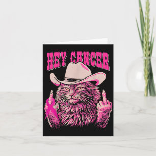 Funny Breast Cancer Awareness Western Pink Cat Wom Card