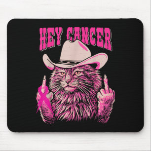 Funny Breast Cancer Awareness Western Pink Cat Wom Mouse Mat