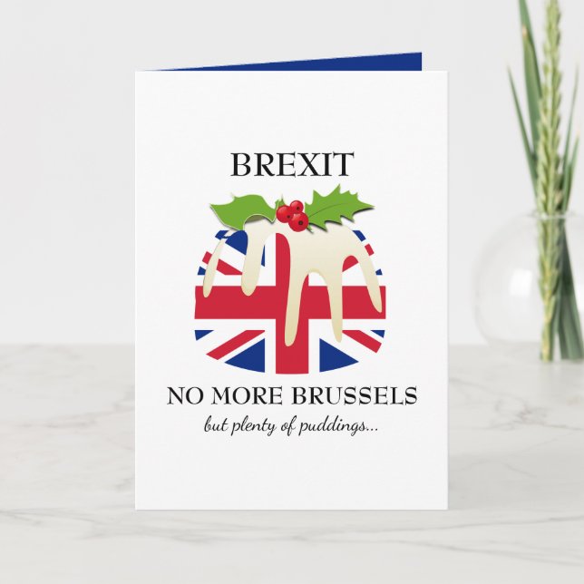 Funny | BREXIT Brussels | Christmas Pudding Holiday Card (Front)
