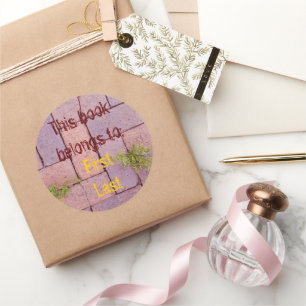 Funny Brick Walkway Photograph Bookplate Classic Round Sticker