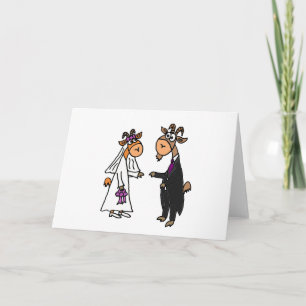 Funny Bride and Groom Goat Wedding Card