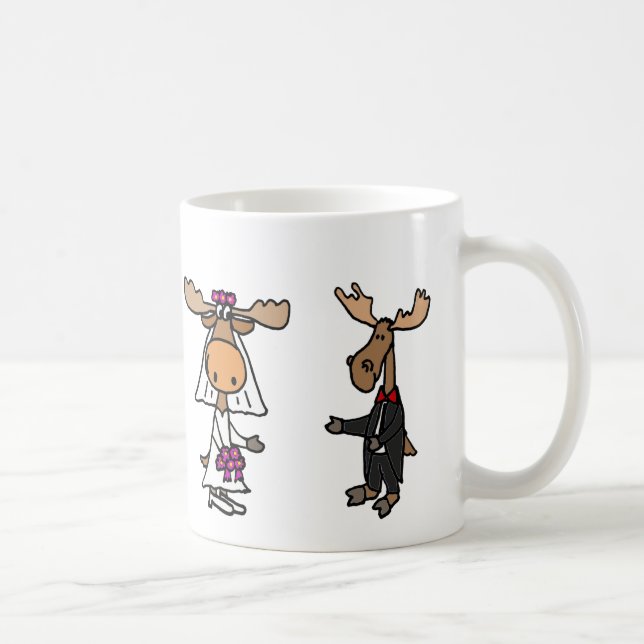 Funny Bride and Groom Moose Wedding Coffee Mug (Right)