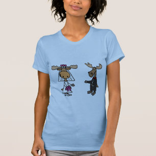 Funny Bride and Groom Moose Wedding T-Shirt
