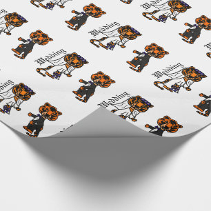 Funny Bride and Groom Tiger Wedding Art Wrapping Paper